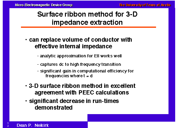 Surface ribbon method for 3-D impedance extraction