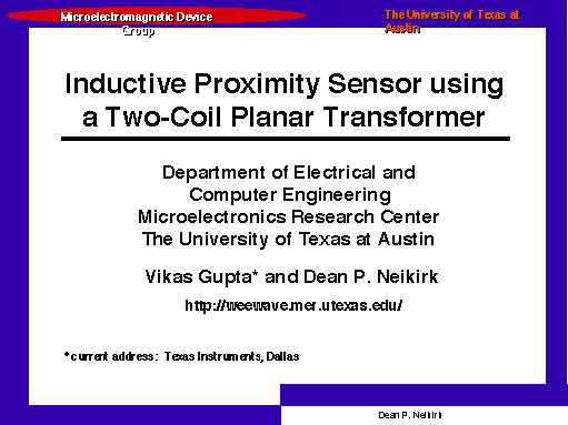 Inductive Proximity Sensor using a Two-Coil Planar Transformer
