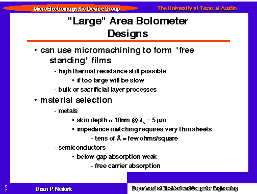 Large Area Bolometer Designs